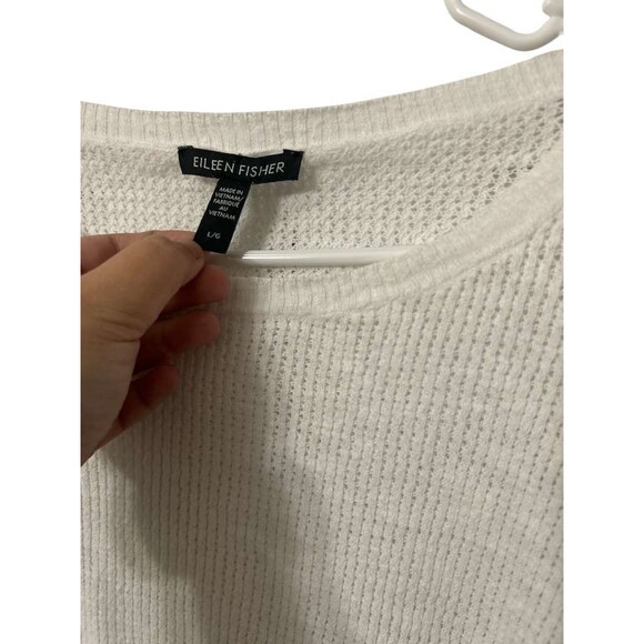 Eileen Fisher Knit Round Neck Linen Cotton Women's Large White Top - Picture 4 of 4